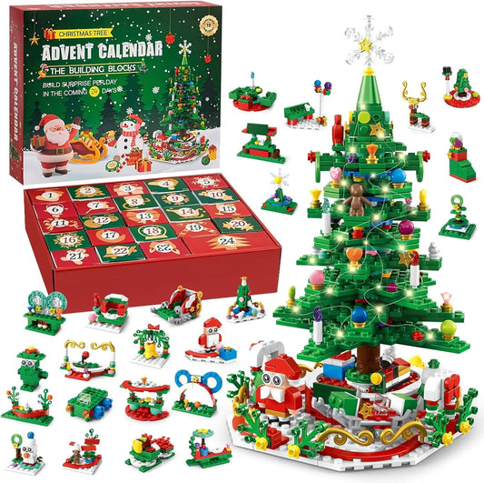 2025 Christmas Building Blocks Gift Box Christmas Countdown Calendar Children'S DIY Christmas Gift Toys